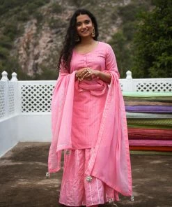 Gulaal Neeru Pink Kurta-Skirt Set