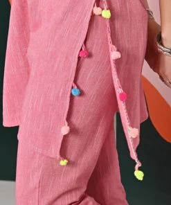 Gulaal Baani Pink Mirror Work Kurta Pant With Lace Detailing (Set Of 2) Gypsy Soul