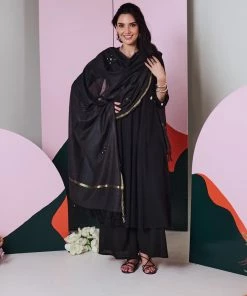 Gulaal Gypsy Soul Ajuni Black Mirror Embroidered Kurta -Palazzo Set