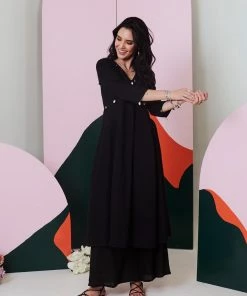 Gulaal Gypsy Soul Ajuni Black Mirror Embroidered Kurta -Palazzo Set