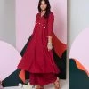 Gulaal Gypsy Soul Ajuni Maroon Mirror Embroidered Kurta -Palazzo Set