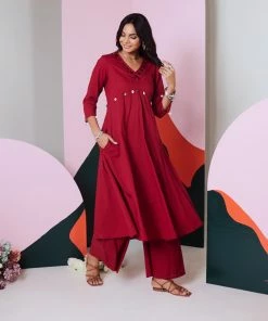 Gulaal Gypsy Soul Ajuni Maroon Mirror Embroidered Kurta -Palazzo Set 7 Gulaal Gypsy Soul Ajuni Maroon Mirror Embroidered Kurta -Palazzo Set