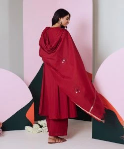 Gulaal Gypsy Soul Ajuni Maroon Mirror Embroidered Kurta -Palazzo Set 8 Gulaal Gypsy Soul Ajuni Maroon Mirror Embroidered Kurta -Palazzo Set