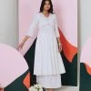 Gulaal Ajuni White Mirror Embroidered Kurta -Palazzo Set