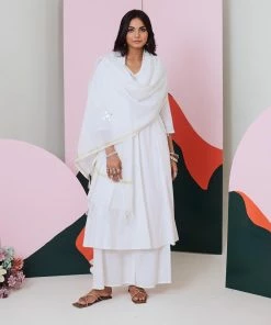 Gulaal Ajuni White Mirror Embroidered Kurta -Palazzo Set