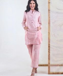 Gulaal Pink Marble Kangaroo Pocket Two-Piece Set Gypsy Soul