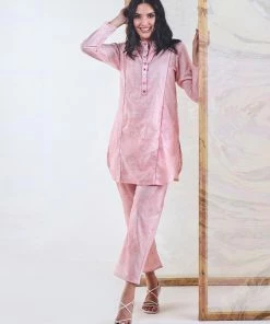 Gulaal Pink Marble Kangaroo Pocket Two-Piece Set Gypsy Soul