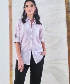 Gulaal Purple Marble Embroidered Shirt Gypsy Soul