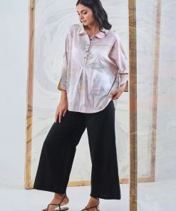 Gulaal Black & Yellow Marble Loose Fit Top