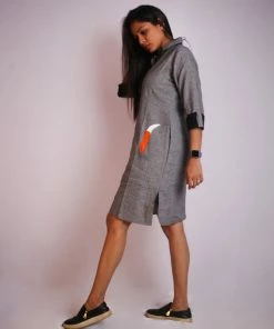Threeness  Grey Fox Shirt Dress Breezy Summer