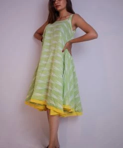 Threeness Breezy Summer Green Swing Dress