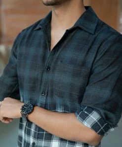 The Wabi Sabi Co Men's Shirt BLACK CHECKS OMBRE SHIRT(S Available)