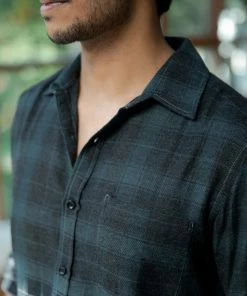 The Wabi Sabi Co Men's Shirt BLACK CHECKS OMBRE SHIRT(S Available)