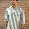 The Wabi Sabi Co Men's Shirt GREY DOUBLE STRIPE SHIRT(XL Available)