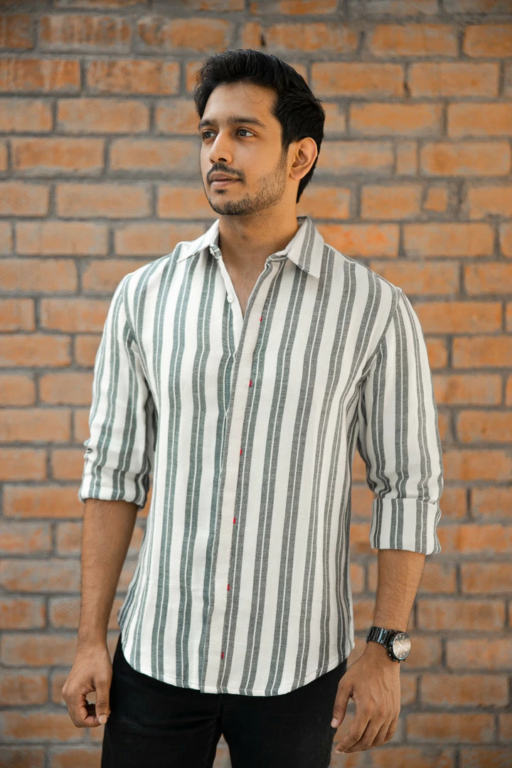 The Wabi Sabi Co Men's Shirt GREY DOUBLE STRIPE SHIRT(XL Available) 1 The Wabi Sabi Co Men's Shirt GREY DOUBLE STRIPE SHIRT(XL Available)
