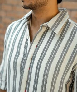 The Wabi Sabi Co Men's Shirt GREY DOUBLE STRIPE SHIRT(XL Available) 8 The Wabi Sabi Co Men's Shirt GREY DOUBLE STRIPE SHIRT(XL Available)