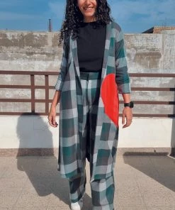 Gulaal Heart Green Flannel Check Shrug Gypsy Soul
