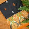 Tashi Threads Sarees Black & Orange Pochampally