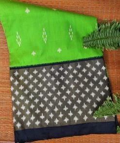 Tashi Threads Green & Black Pochampally