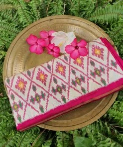 Tashi Threads White & Pink Pochampally