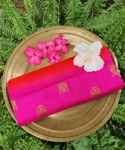 Tashi Threads Pink & Coral Uppada Saree