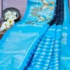 Tashi Threads Black & Blue Pochampally Saree