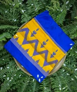 Tashi Threads Blue & Yellow Pochampally Saree Sarees