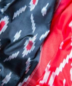 Tashi Threads Black & Red Pochampally Saree