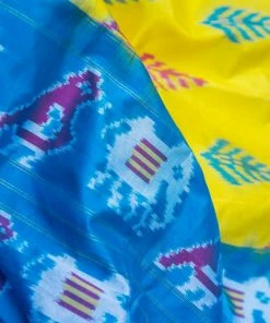 Tashi Threads Sarees Yellow & Blue Pochampally Saree