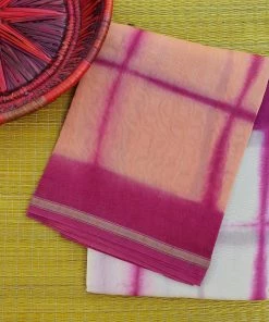 Tashi Threads Peach & White Chanderi Sarees