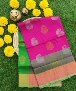 Tashi Threads Pink & Green Uppada Silk Saree Sarees