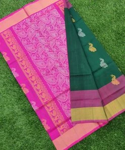 Tashi Threads Sarees Green & Pink Uppada Silk Saree