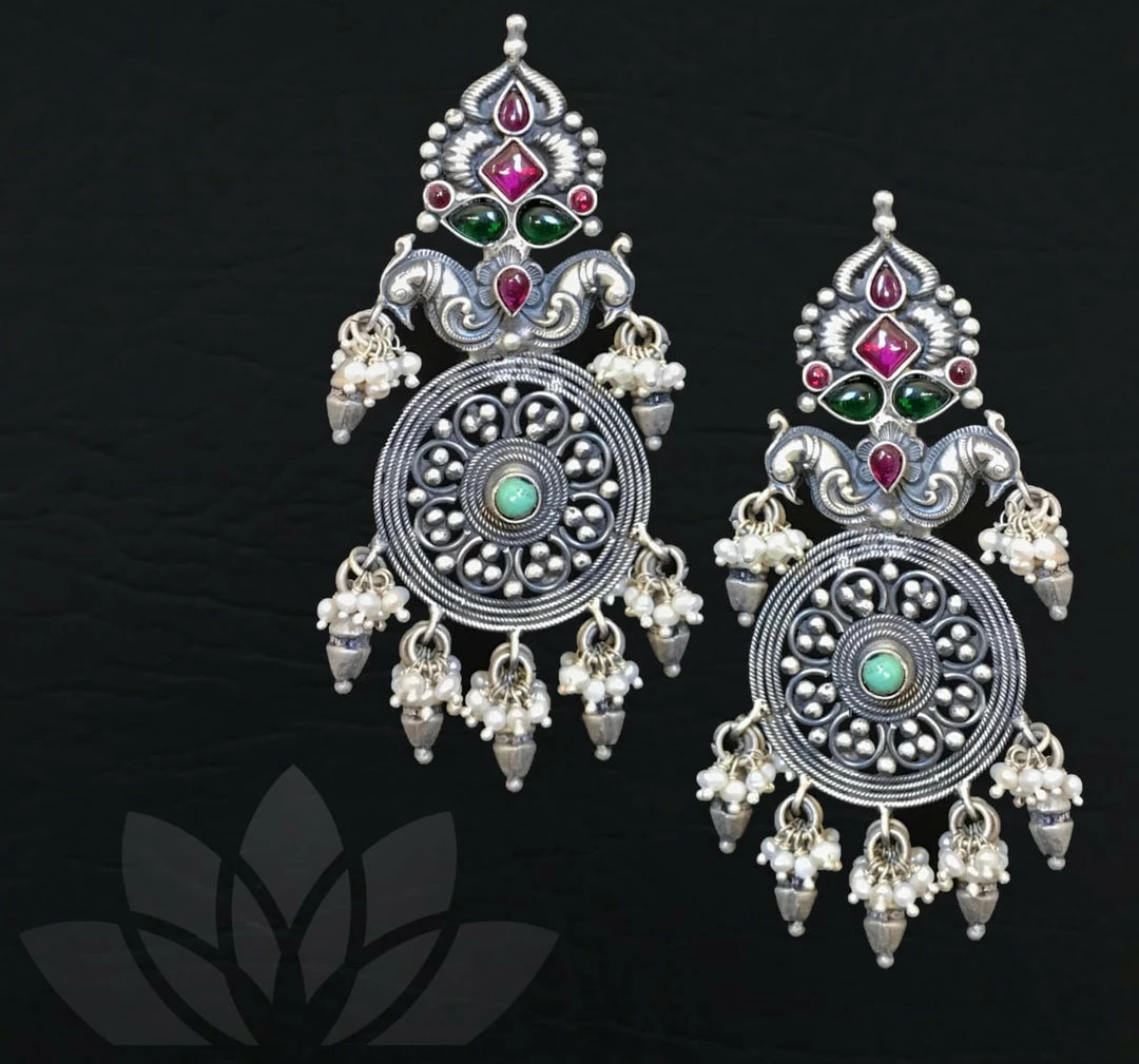 PraDe Jewels Silver Earrings Earrings Vajaynthi 1 PraDe Jewels Silver Earrings Earrings Vajaynthi