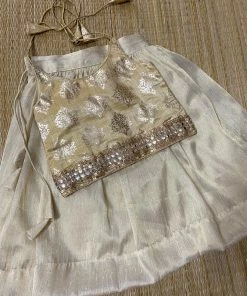 Ekanta Mini Corner Cream Top With Gold Khadhi Tissue Skirt Mini