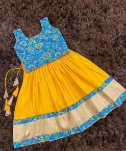 Ekanta Yellow Skirt With Blue Floral Top Mini