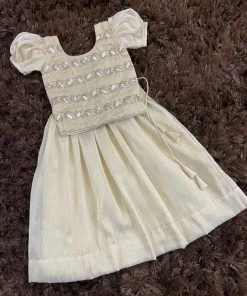 Ekanta Cream Brocade Worked Top With Gold Khadhi Tissue Skirt Mini Corner