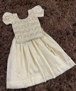 Ekanta Cream Brocade Worked Top With Gold Khadhi Tissue Skirt Mini Corner