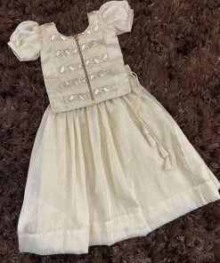 Ekanta Cream Brocade Worked Top With Gold Khadhi Tissue Skirt Mini Corner