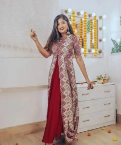 Label RishMaan Uptown Contemporary Noor Maroon