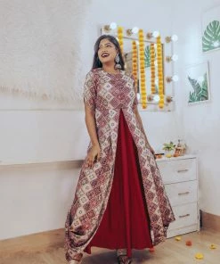 Label RishMaan Uptown Contemporary Noor Maroon