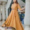 PRINTS VALLEY Jaipur Tales Mustard Mughal Flare Dress