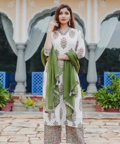 PRINTS VALLEY Green Pink Floral Kurta Set With Dupatta Jaipur Tales