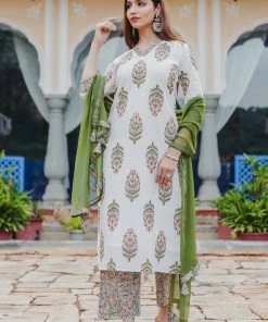 PRINTS VALLEY Green Pink Floral Kurta Set With Dupatta Jaipur Tales
