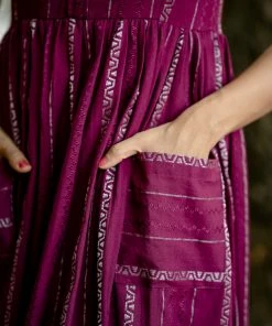 Niram Ever Willow Zari Striped Ankle Length Dress - Purple