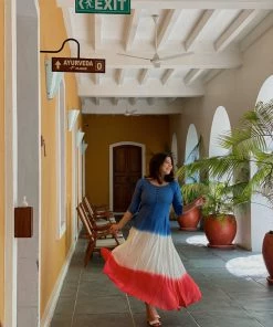 Gulaal Gypsy Soul Blue And Red Fit And Flare Dress