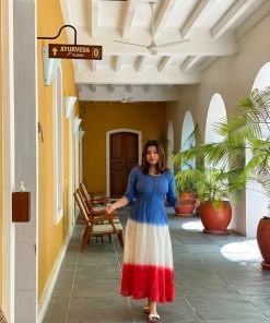 Gulaal Gypsy Soul Blue And Red Fit And Flare Dress