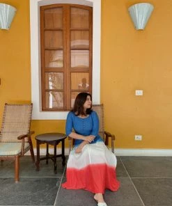 Gulaal Gypsy Soul Blue And Red Fit And Flare Dress