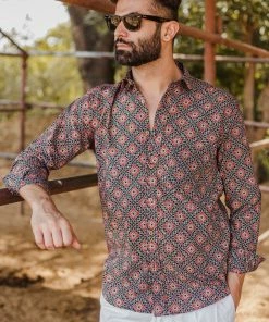 PRINTS VALLEY Black Ajrakh Star Print Shirt
