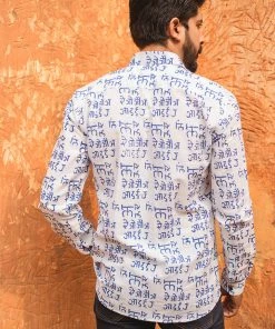 PRINTS VALLEY Blue Script Play Shirt Men's Shirt