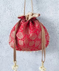 AMYRA RED PURE BANARASI PEARL POTLI